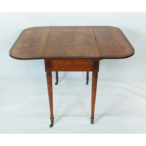 130 - PEMBROKE TABLE, 82cm x 75cm H, George III satinwood with crossbanded detail, drop flaps and inlaid t... 