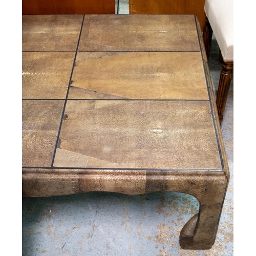 131 - LOW TABLE, 95cm x 38cm H x 145cm L, shagreen style.