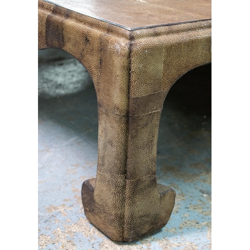 131 - LOW TABLE, 95cm x 38cm H x 145cm L, shagreen style.