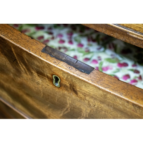 142 - BOWFRONT CHEST, circa 1820, George IV mahogany, four long graduated drawers, applied split turning a... 