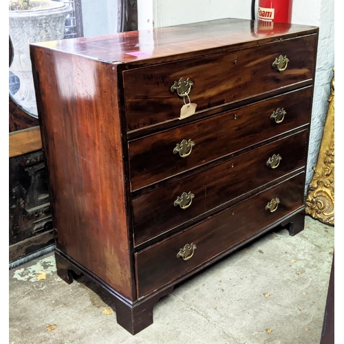 148 - SECRETAIRE CHEST, 106cm W x 51cm D x 99cm H, George III mahogany with a fitted top drawer with inlai... 