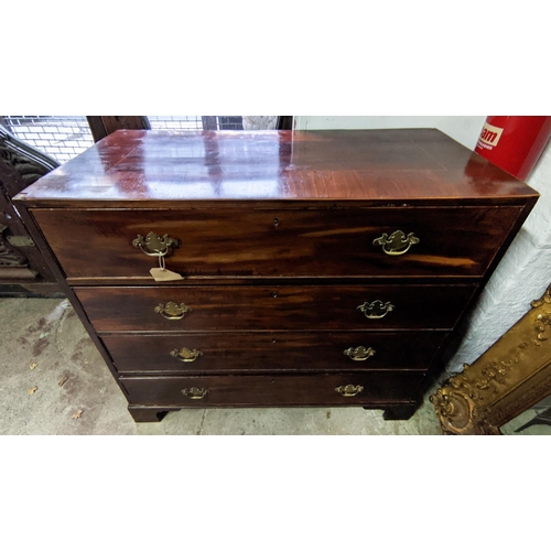 148 - SECRETAIRE CHEST, 106cm W x 51cm D x 99cm H, George III mahogany with a fitted top drawer with inlai... 