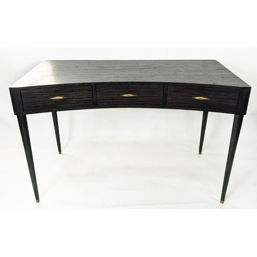 149 - JULIAN CHICHESTER 'PERU' WRITING TABLE, ebonised oak, concave with three frieze drawers, 120cm W x 7... 