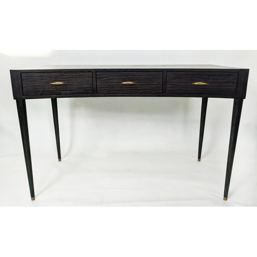 149 - JULIAN CHICHESTER 'PERU' WRITING TABLE, ebonised oak, concave with three frieze drawers, 120cm W x 7... 