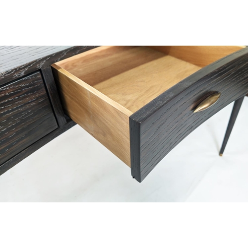 149 - JULIAN CHICHESTER 'PERU' WRITING TABLE, ebonised oak, concave with three frieze drawers, 120cm W x 7... 