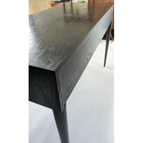 149 - JULIAN CHICHESTER 'PERU' WRITING TABLE, ebonised oak, concave with three frieze drawers, 120cm W x 7... 