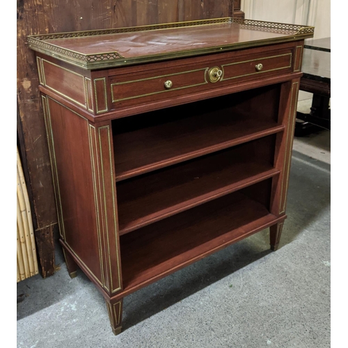 150 - BIBLIOTHEQUE, 93cm W x 46cm D x 102cm H, Louis XVI style mahogany with a pierced brass ¾ gallery and... 