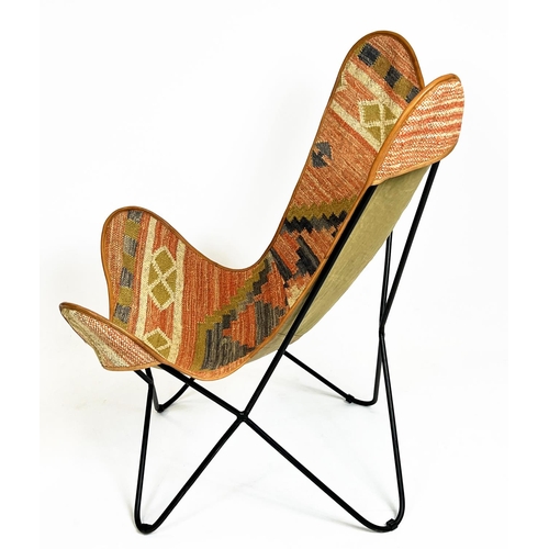 152 - KILIM BUTTERFLY STYLE CHAIR, 93cm H x 61cm.