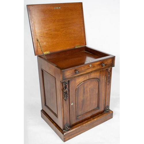 153 - SIDE CABINET, Victorian mahogany, with hinged top, dummy drawer, door and cellarette drawers, 66cm x... 