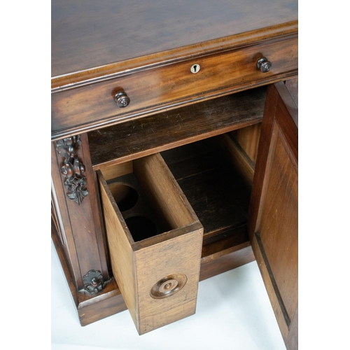 153 - SIDE CABINET, Victorian mahogany, with hinged top, dummy drawer, door and cellarette drawers, 66cm x... 