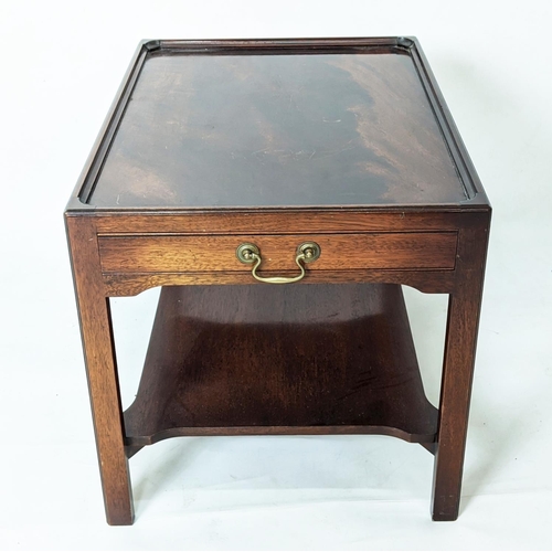 154 - LOW TABLE, reproduction mahogany, 51cm x 70cm x 52cm H with an end drawer and undertier.