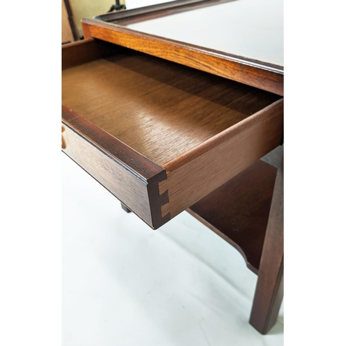 154 - LOW TABLE, reproduction mahogany, 51cm x 70cm x 52cm H with an end drawer and undertier.