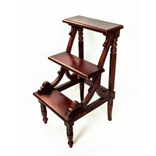 156 - LIBRARY STEPS, mahogany, Regency style, 45cm x 82cm H.