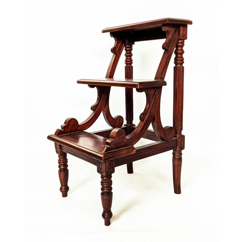 156 - LIBRARY STEPS, mahogany, Regency style, 45cm x 82cm H.