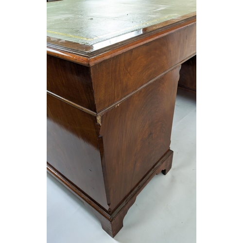 157 - PEDESTAL DESK, 168cm x 109cm, reproduction mid 20th century Georgian style walnut with leather inlai... 