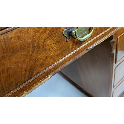 157 - PEDESTAL DESK, 168cm x 109cm, reproduction mid 20th century Georgian style walnut with leather inlai... 