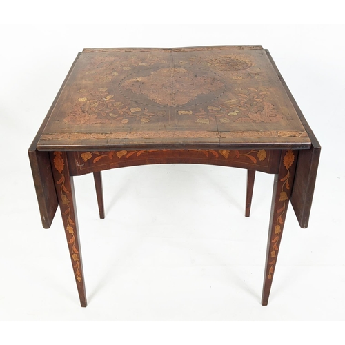 158 - DROPLEAF MARQUETRY TABLE, 77cm x 70cm unextended, Dutch mahogany, circa 1800, with all over inlaid f... 