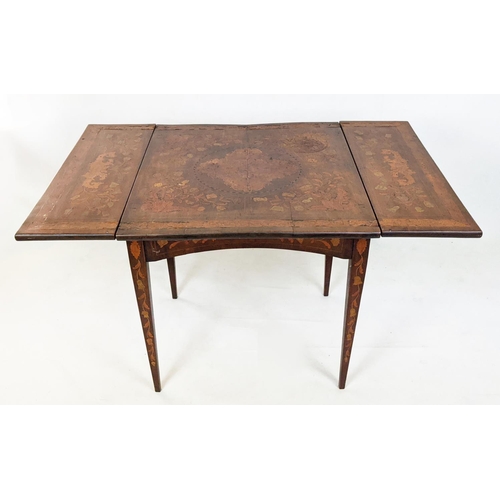 158 - DROPLEAF MARQUETRY TABLE, 77cm x 70cm unextended, Dutch mahogany, circa 1800, with all over inlaid f... 