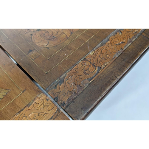 158 - DROPLEAF MARQUETRY TABLE, 77cm x 70cm unextended, Dutch mahogany, circa 1800, with all over inlaid f... 