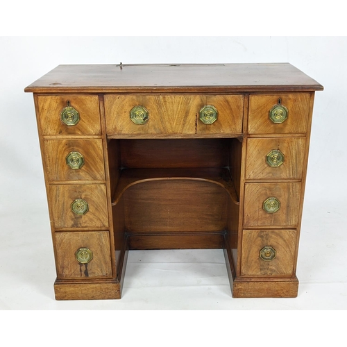 161 - KNEEHOLE DRESSING TABLE, 46cm x 95cm x 85cm H, George III mahogany with nine drawers brass handles a... 