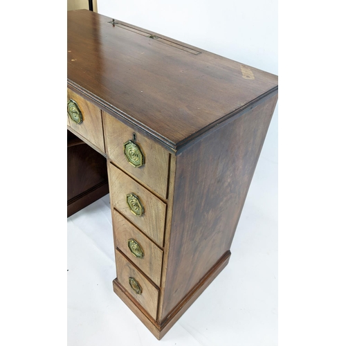 161 - KNEEHOLE DRESSING TABLE, 46cm x 95cm x 85cm H, George III mahogany with nine drawers brass handles a... 