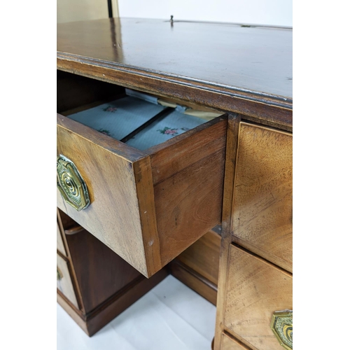 161 - KNEEHOLE DRESSING TABLE, 46cm x 95cm x 85cm H, George III mahogany with nine drawers brass handles a... 