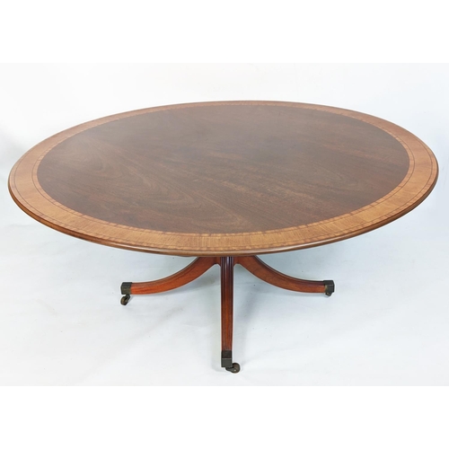 163 - WILLIAM TILLMAN CIRCULAR DINING TABLE, 160cm diam, Regency style mahogany with satinwood and rosewoo... 