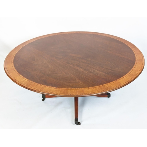 163 - WILLIAM TILLMAN CIRCULAR DINING TABLE, 160cm diam, Regency style mahogany with satinwood and rosewoo... 