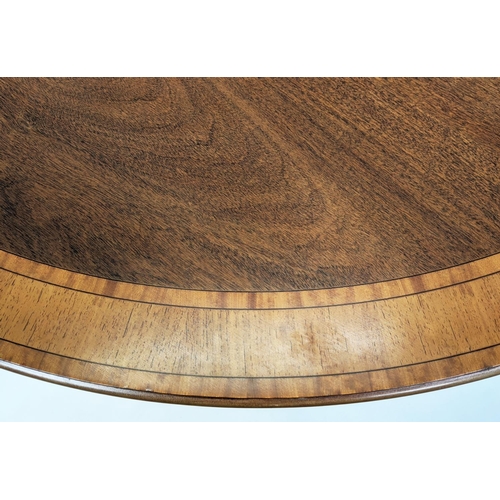 163 - WILLIAM TILLMAN CIRCULAR DINING TABLE, 160cm diam, Regency style mahogany with satinwood and rosewoo... 