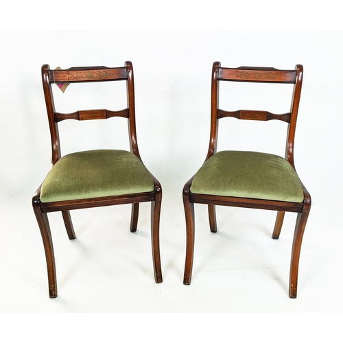 164 - DINING CHAIRS, a set of eight, Regency style mahogany with brass inlay and drop in seats. (8)