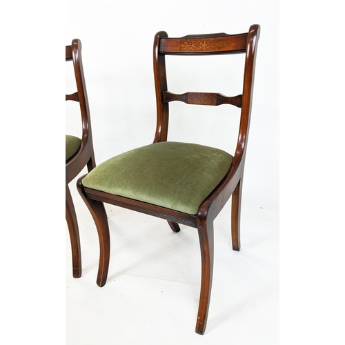 164 - DINING CHAIRS, a set of eight, Regency style mahogany with brass inlay and drop in seats. (8)