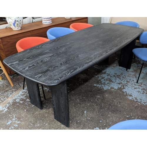 303 - DINING TABLE, bespoke made, black stained oak, 238cm x 100cm x 77cm.