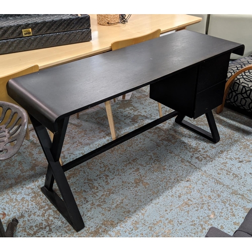 308 - DESK, contemporary design, with two drawers, 135cm x 46cm 75cm.