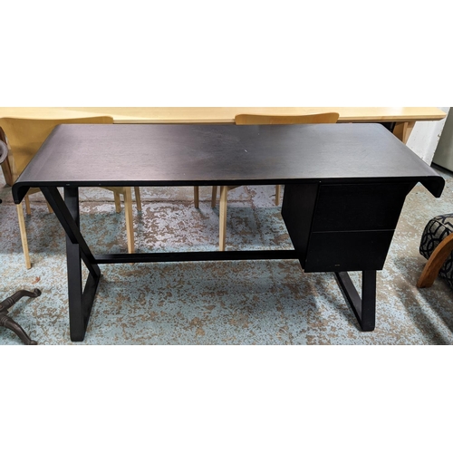 308 - DESK, contemporary design, with two drawers, 135cm x 46cm 75cm.