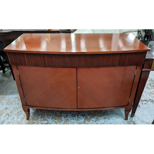 320 - CABINET, 120cm x 56cm x 87cm H, cherry wood, bow front, with a ribbed frieze.