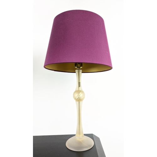 322 - TABLE LAMPS, a pair, each 60cm H overall including shades, wires conjoined and another differing lam... 