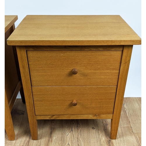 348 - BEDSIDE CHESTS, a pair, each 55cm x 40cm x 64cm H, wooden with two drawers. (2)