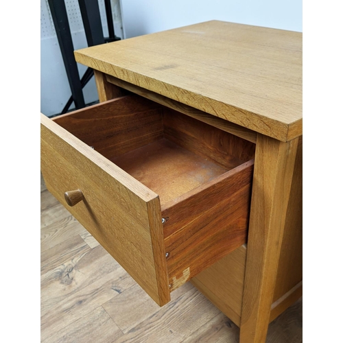 348 - BEDSIDE CHESTS, a pair, each 55cm x 40cm x 64cm H, wooden with two drawers. (2)