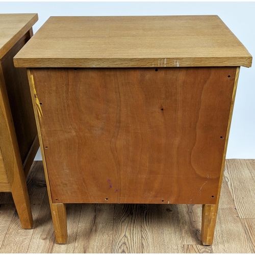 348 - BEDSIDE CHESTS, a pair, each 55cm x 40cm x 64cm H, wooden with two drawers. (2)