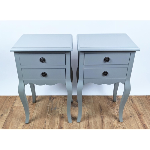 349 - BEDSIDE CHESTS, a pair, grey painted each 41cm x 71 x 30cm. (2)