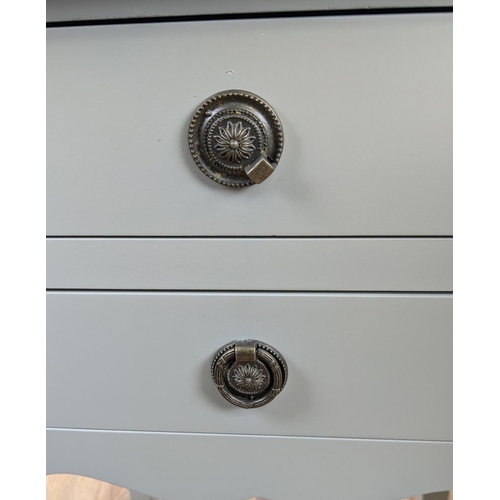 349 - BEDSIDE CHESTS, a pair, grey painted each 41cm x 71 x 30cm. (2)