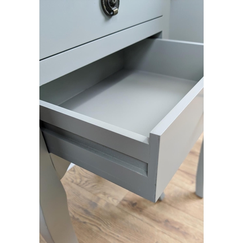 349 - BEDSIDE CHESTS, a pair, grey painted each 41cm x 71 x 30cm. (2)