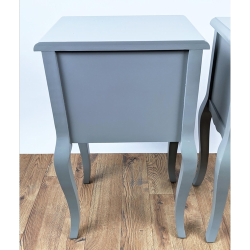 349 - BEDSIDE CHESTS, a pair, grey painted each 41cm x 71 x 30cm. (2)