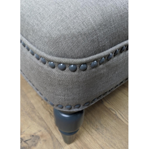 350 - CHAISE LONGUE, 140cm x 60cm, grey fabric, buttoned back upholstery.