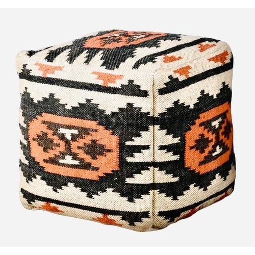 361 - POUFFE, Kilim style patterned upholstery, 54cm high.