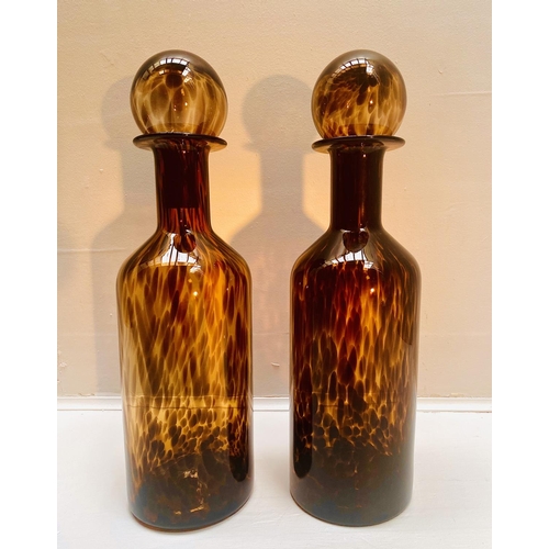 366 - DECANTERS, a pair, Murano style glass, 53cm high, 14cm diam. (2)