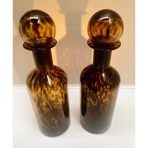 366 - DECANTERS, a pair, Murano style glass, 53cm high, 14cm diam. (2)