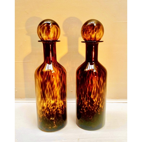 366 - DECANTERS, a pair, Murano style glass, 53cm high, 14cm diam. (2)