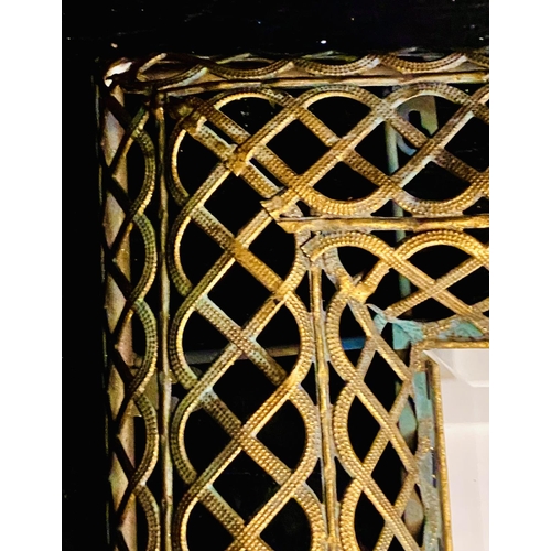 369 - WALL MIRRORS, a pair, gilt metal pierced frames, Regency style design, 100cm x 70cm. (2)