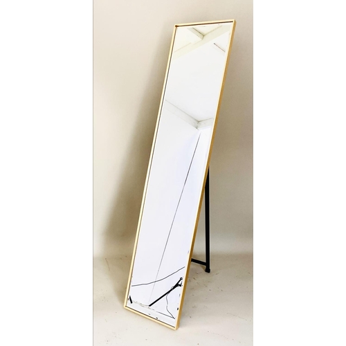 378 - DRESSING MIRRORS, a pair, floor standing 1960s French style, gilt frames, 152cm high, 30cm wide. (2)